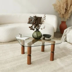 Tavolino da Salotto Marrone Noce Portariviste Forma Rettangolare 80x80x40h cm, Sfumatura Colore Struttura Noce - Gran