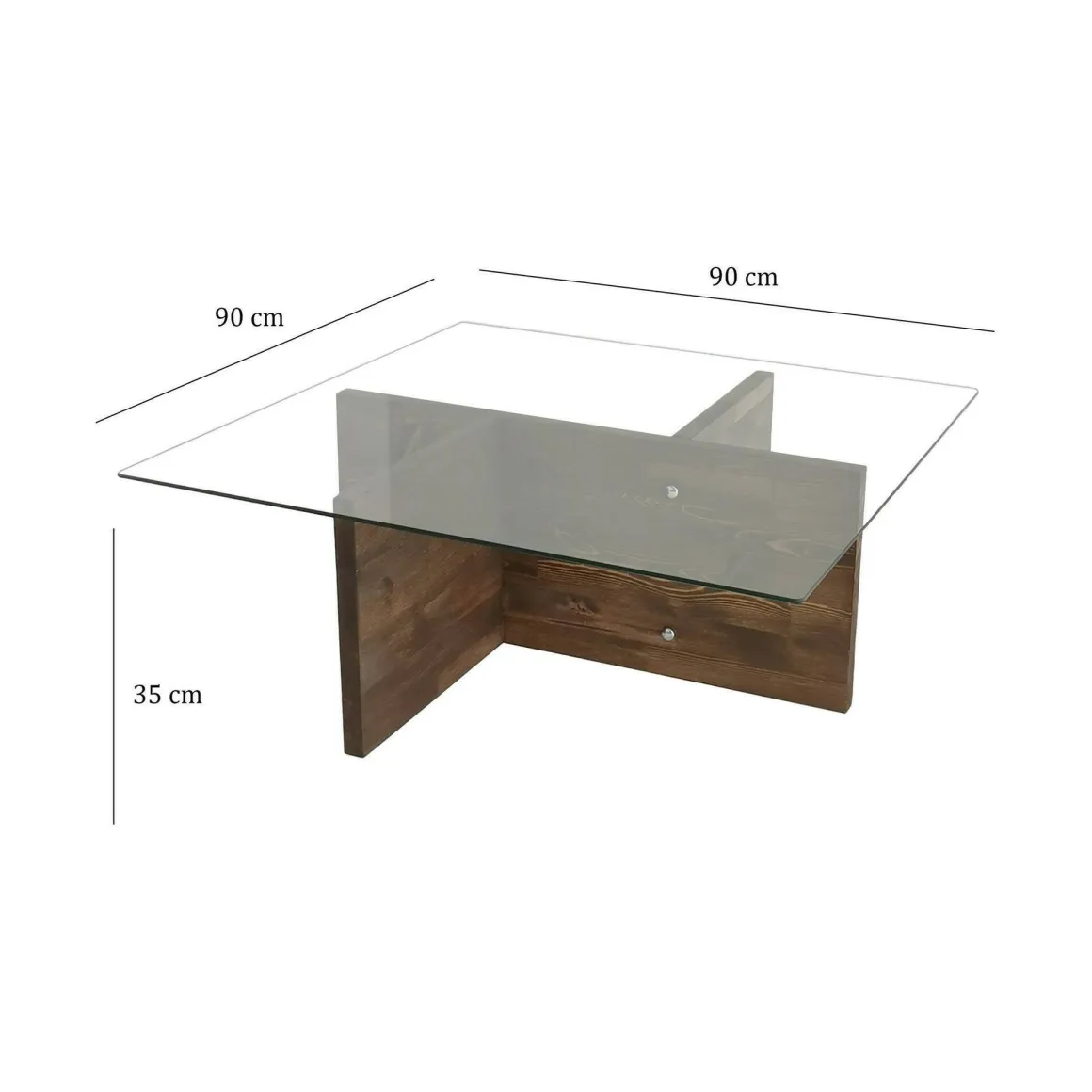 Tavolino da Salotto Marrone Noce Portariviste Forma Rettangolare 90x90x35h cm, Sfumatura Colore Struttura Noce - Dhabi