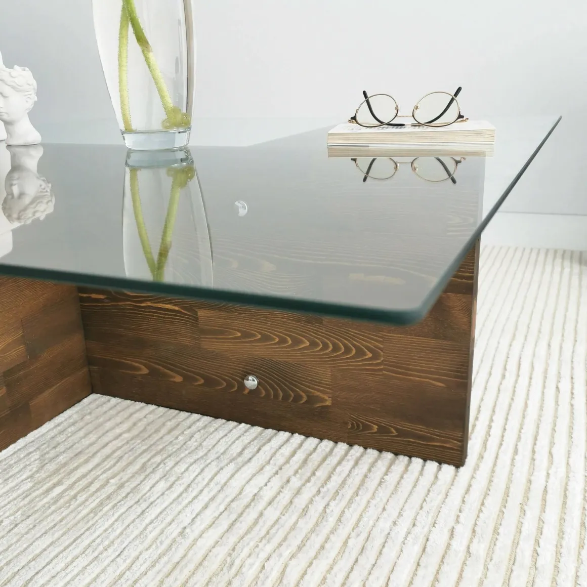 Tavolino da Salotto Marrone Noce Portariviste Forma Rettangolare 90x90x35h cm, Sfumatura Colore Struttura Noce - Dhabi