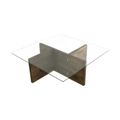 Tavolino da Salotto Marrone Noce Portariviste Forma Rettangolare 90x90x35h cm, Sfumatura Colore Struttura Noce - Dhabi