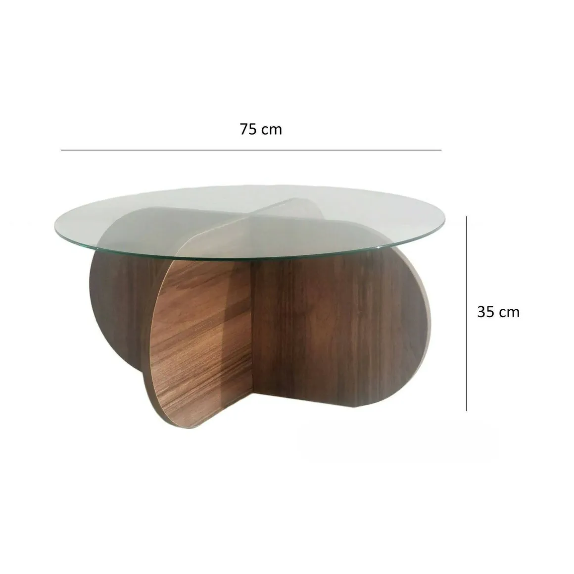 Tavolino da Salotto Marrone Noce Portariviste Forma Rotonda 75x75x35h cm, Sfumatura Colore Struttura Noce - Nila
