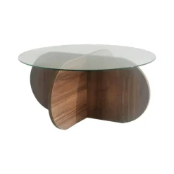 Tavolino da Salotto Marrone Noce Portariviste Forma Rotonda 75x75x35h cm, Sfumatura Colore Struttura Noce - Nila