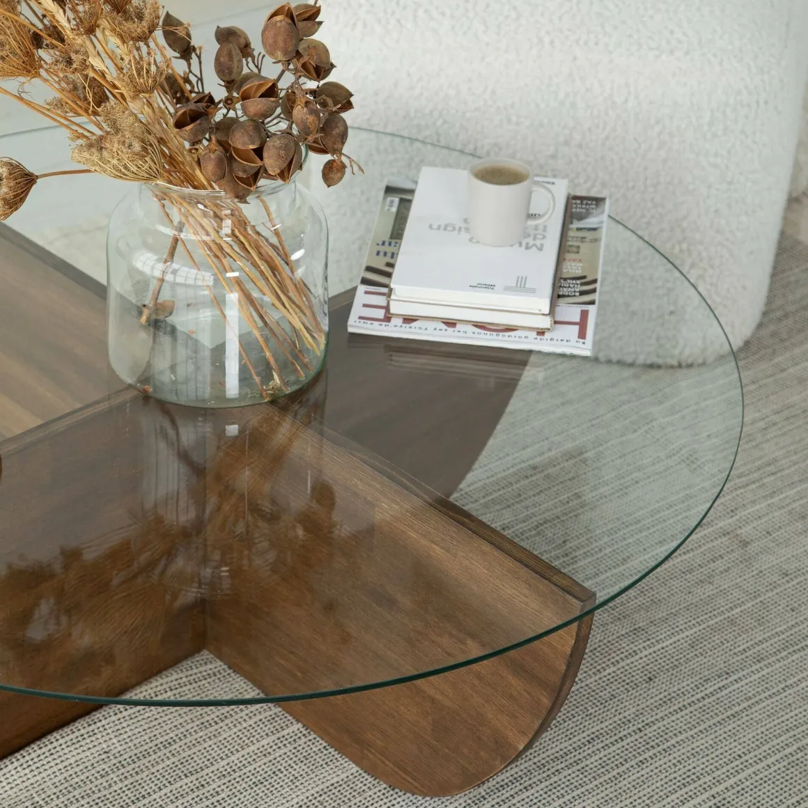 Tavolini Da Salotto|Salotto > Dmora Tavolino da Salotto Portariviste un Vano 105x60x40h cm, Forma Rettangolare - Tomiri Marrone Noce