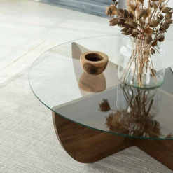 Tavolini Da Salotto|Salotto > Dmora Tavolino da Salotto Portariviste un Vano 105x60x40h cm, Forma Rettangolare - Tomiri Marrone Noce