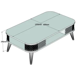 Tavolini Da Salotto > Dmora Tavolino da Salotto set 3 Pezzi Forma Rettangolare 49x36x42h cm, Sfumatura Colore Ripiano Noce - Cerrione Marrone Noce