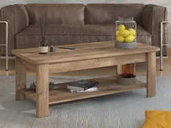 Tavolini Da Salotto > Dmora Tavolino da Salotto un Vano Forma Rettangolare 130x67x41h cm, Sfumatura Colore Ripiano Noce - Carlazzo Marrone Noce