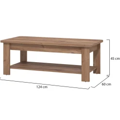 Tavolini Da Salotto > Dmora Tavolino da Salotto un Vano Forma Rettangolare 130x67x41h cm, Sfumatura Colore Ripiano Noce - Carlazzo Marrone Noce