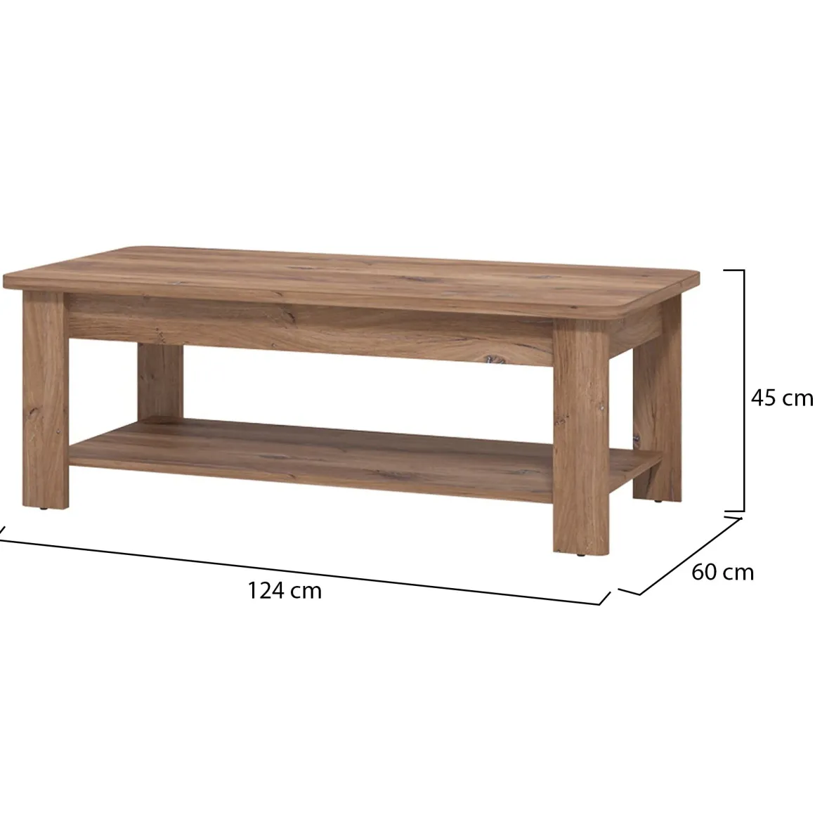 Tavolini Da Salotto > Dmora Tavolino da Salotto un Vano Forma Rettangolare 130x67x41h cm, Sfumatura Colore Ripiano Noce - Carlazzo Marrone Noce
