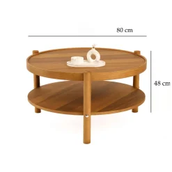 Tavolino da Salotto Marrone Noce un Vano Forma Rotondo 80x80x48h cm, Sfumatura Colore Ripiano Noce - Gildone