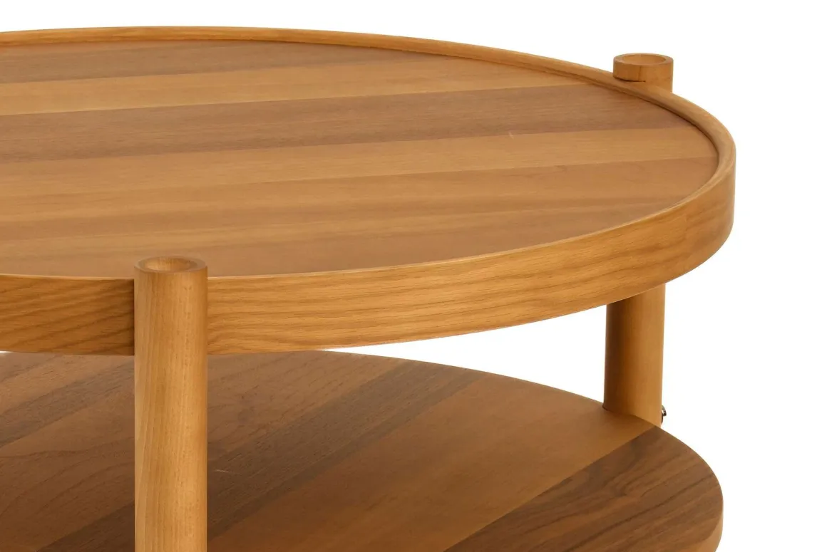 Tavolino da Salotto Marrone Noce un Vano Forma Rotondo 80x80x48h cm, Sfumatura Colore Ripiano Noce - Gildone