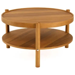 Tavolino da Salotto Marrone Noce un Vano Forma Rotondo 80x80x48h cm, Sfumatura Colore Ripiano Noce - Gildone