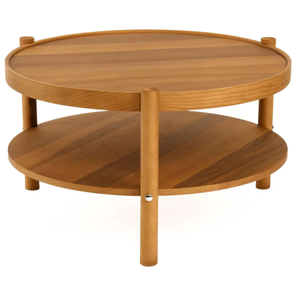 Tavolino da Salotto Marrone Noce un Vano Forma Rotondo 80x80x48h cm, Sfumatura Colore Ripiano Noce - Gildone