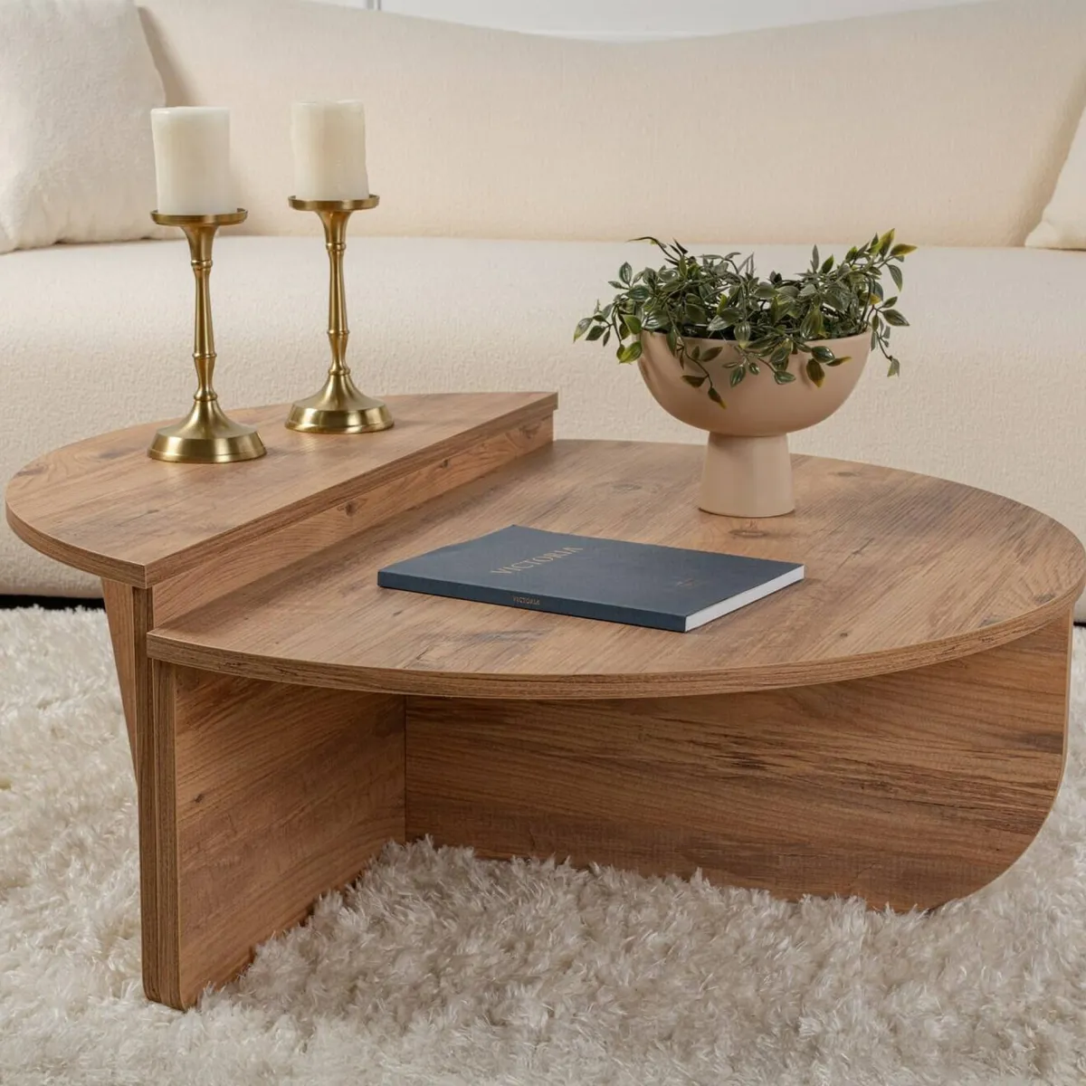 Tavolini Da Salotto > Dmora Tavolino da Salotto Peso Massimo Supportato 15 kg Forma Rettangolare 90x60x35h cm, Sfumatura Colore Ripiano Pino - Mansue Marrone Pino