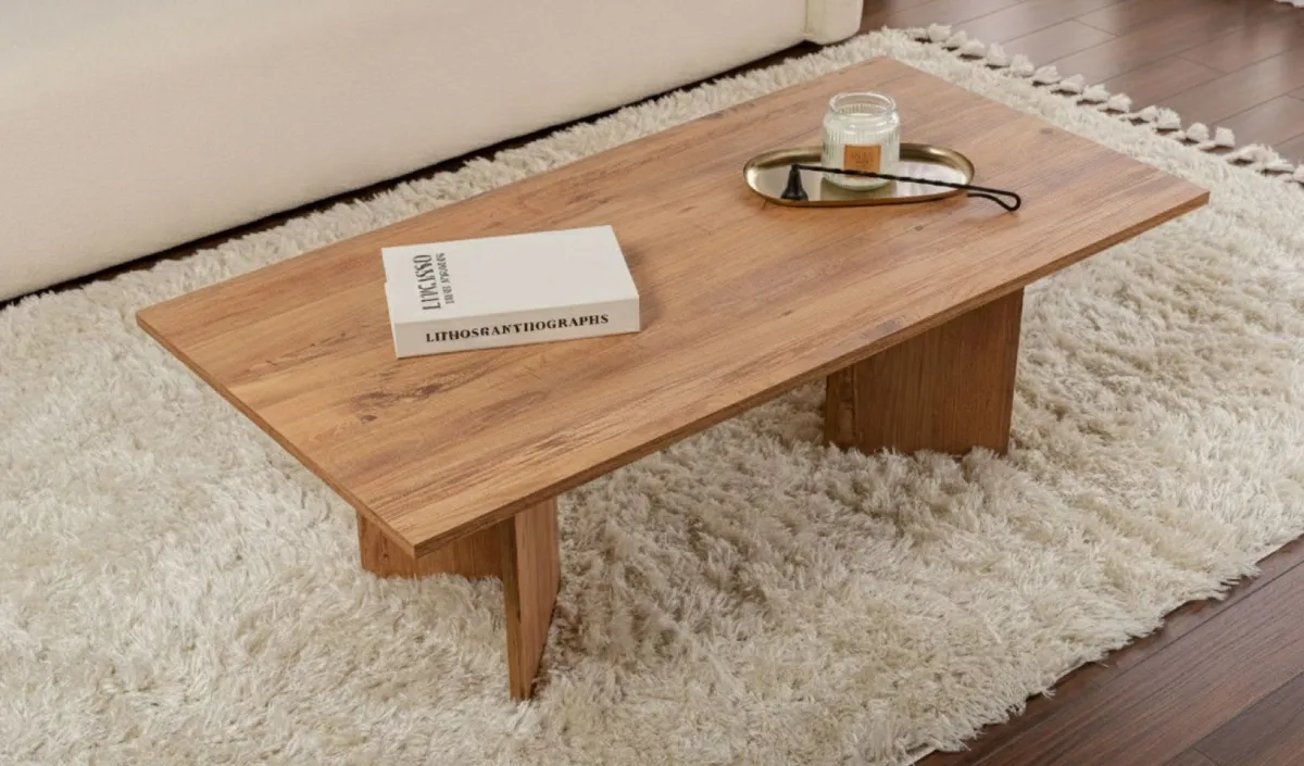 Tavolini Da Salotto > Dmora Tavolino da Salotto Forma Rettangolare Materiale Piano in Legno Nobilitato 119x60x40h cm, Colore Ripiano Marrone - Turate Marrone Quercia