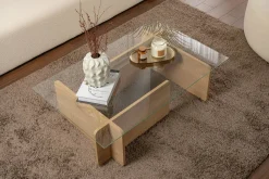 Tavolino da Salotto Marrone Quercia Portariviste Forma Rettangolare 105x65x30h cm, Sfumatura Colore Struttura Quercia - Kallias