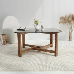 Tavolini Da Salotto|Salotto > Dmora Tavolino da Salotto Portariviste Forma Rettangolare 85x55x40h cm, Sfumatura Colore Struttura Quercia - Aldino Marrone Quercia