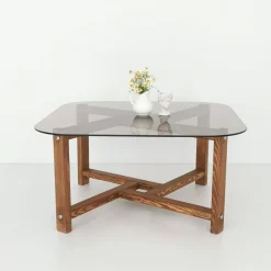 Tavolini Da Salotto|Salotto > Dmora Tavolino da Salotto Portariviste Forma Rettangolare 85x55x40h cm, Sfumatura Colore Struttura Quercia - Aldino Marrone Quercia