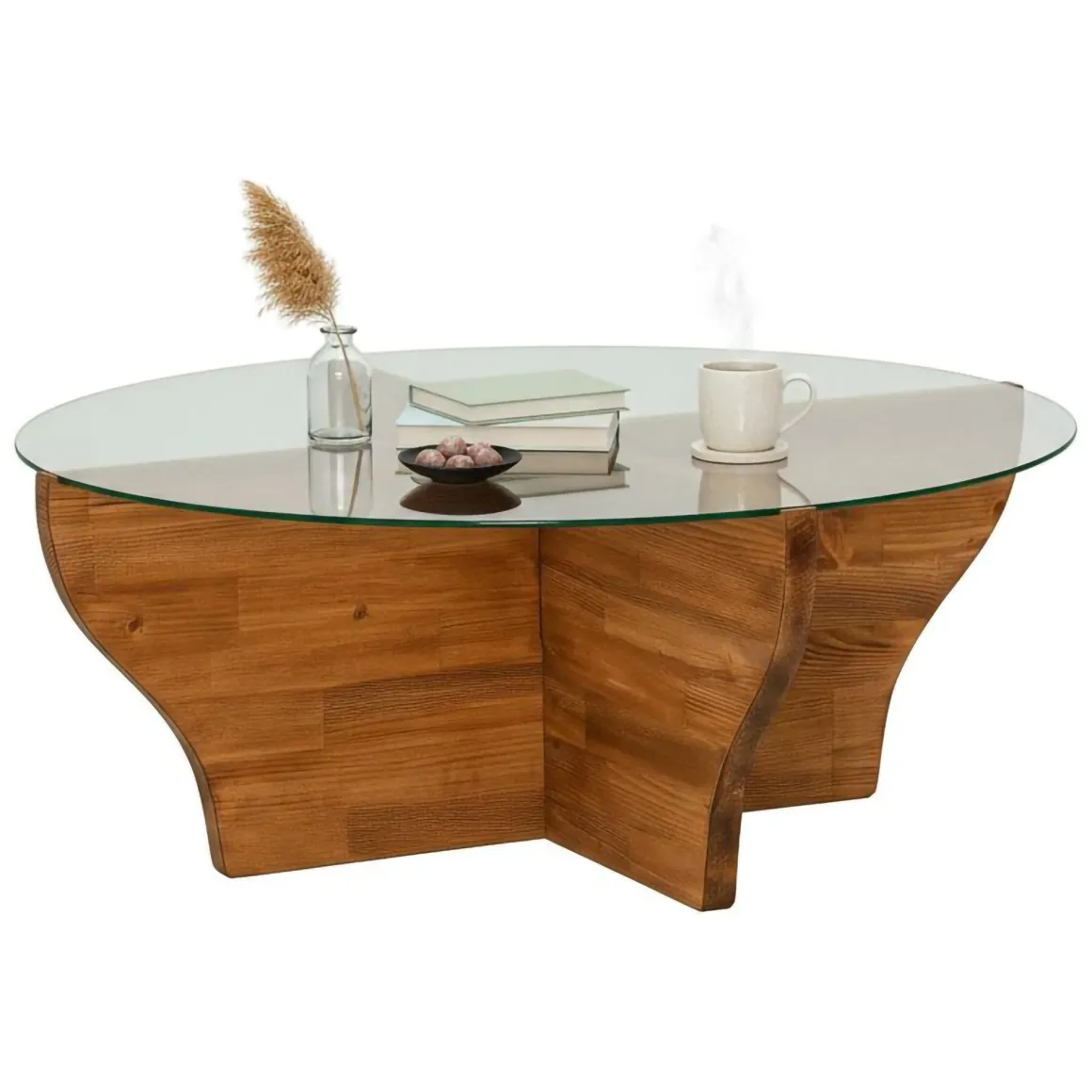 Tavolini Da Salotto > Dmora Tavolino da Salotto un Vano Forma Circolare 45x47x45h cm, Materiale Piano in Legno Nobilitato Marrone Quercia