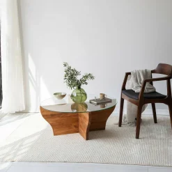 Tavolini Da Salotto > Dmora Tavolino da Salotto un Vano Forma Circolare 45x47x45h cm, Materiale Piano in Legno Nobilitato Marrone Quercia
