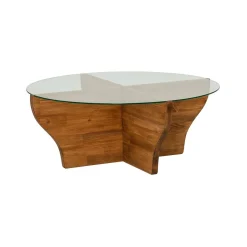 Tavolino da Salotto Marrone Quercia Portariviste Forma Rotonda 92x92x36h cm, Sfumatura Colore Struttura Quercia - Califfi