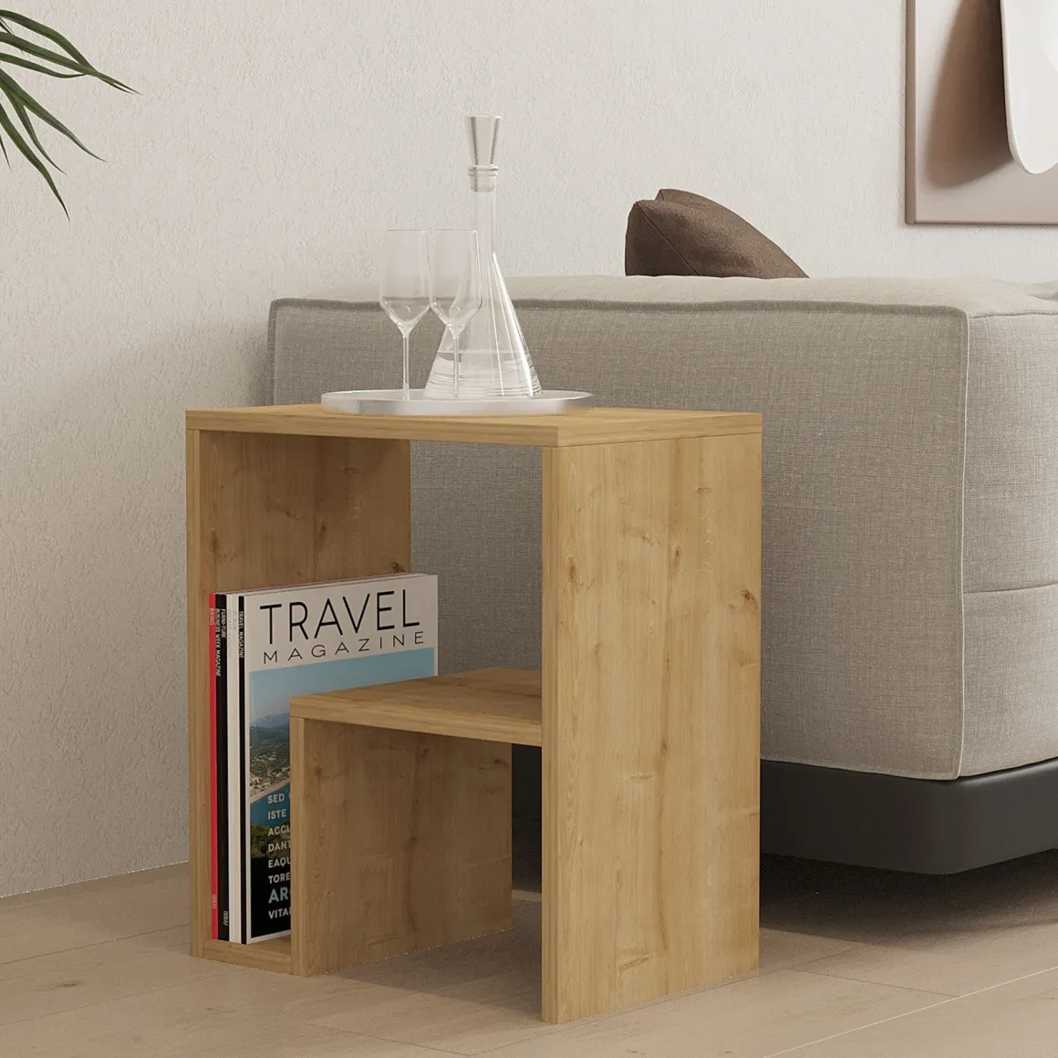 Tavolini Da Salotto > Dmora Tavolino da Salotto Angoli Arrotondati un Vano 120x60x40h cm, Forma Rettangolare - Kasamome Marrone Rovere
