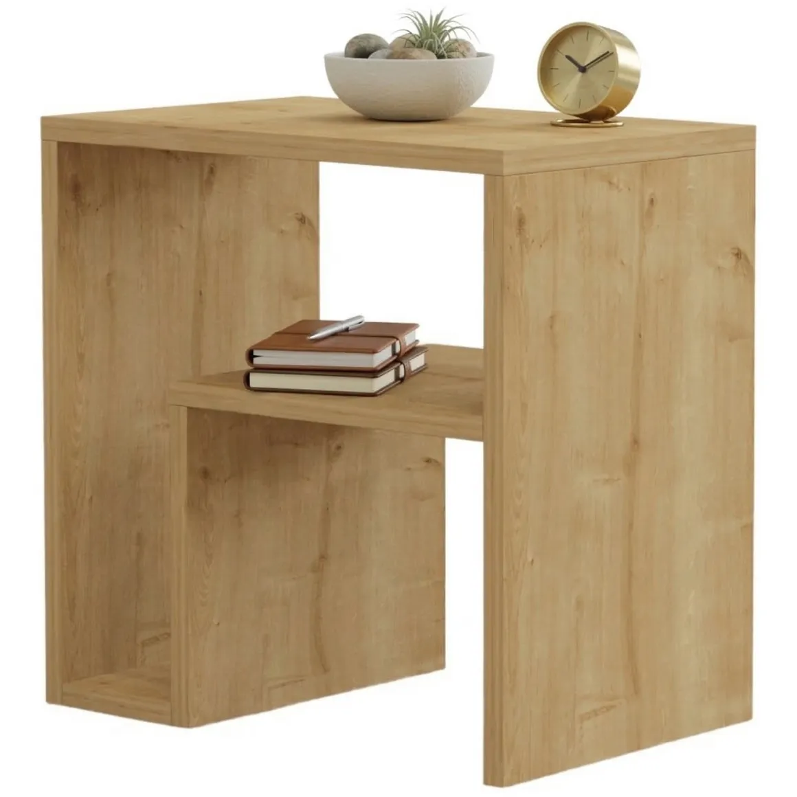Tavolini Da Salotto > Dmora Tavolino da Salotto Angoli Arrotondati un Vano 120x60x40h cm, Forma Rettangolare - Kasamome Marrone Rovere