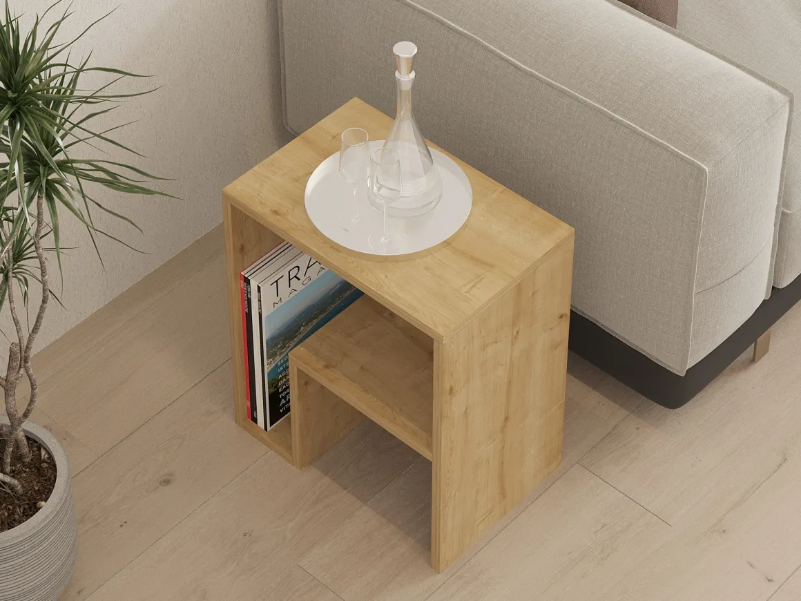 Tavolini Da Salotto > Dmora Tavolino da Salotto Angoli Arrotondati un Vano 120x60x40h cm, Forma Rettangolare - Kasamome Marrone Rovere