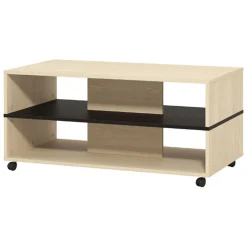 Tavolini Da Salotto|Salotto > Dmora Tavolino da Salotto Effetto Fume Forma Rotonda 75x75x35h cm, Materiale Struttura in Vetro - Nila Marrone Rovere