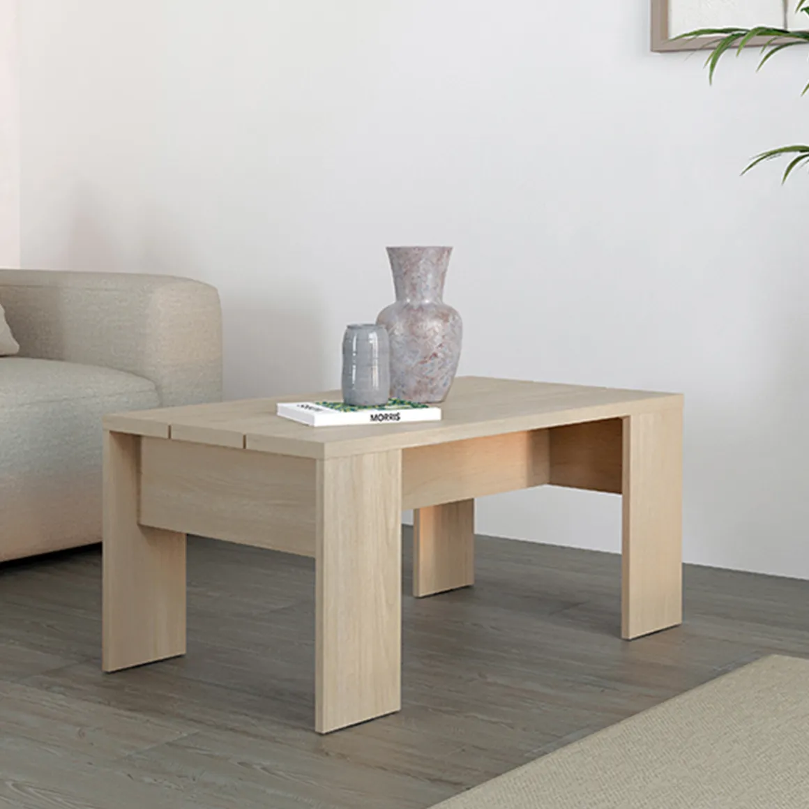 Tavolini Da Salotto > Dmora Tavolino da Salotto Forma Rettangolare Materiale Piano in Legno Nobilitato 119x60x40h cm, Colore Ripiano Marrone - Turate Marrone Rovere