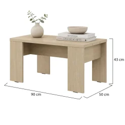 Tavolini Da Salotto > Dmora Tavolino da Salotto Forma Rettangolare Materiale Piano in Legno Nobilitato 119x60x40h cm, Colore Ripiano Marrone - Turate Marrone Rovere