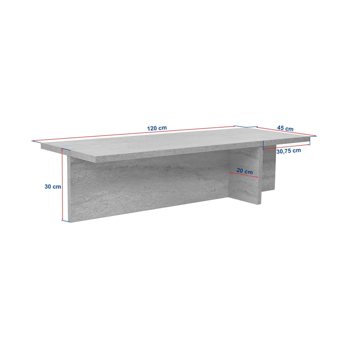 Tavolino da Salotto Marrone Rovere Forma Rettangolare Materiale Piano in Legno Nobilitato 120x45x30h cm, Colore Ripiano Marrone - Marmorito