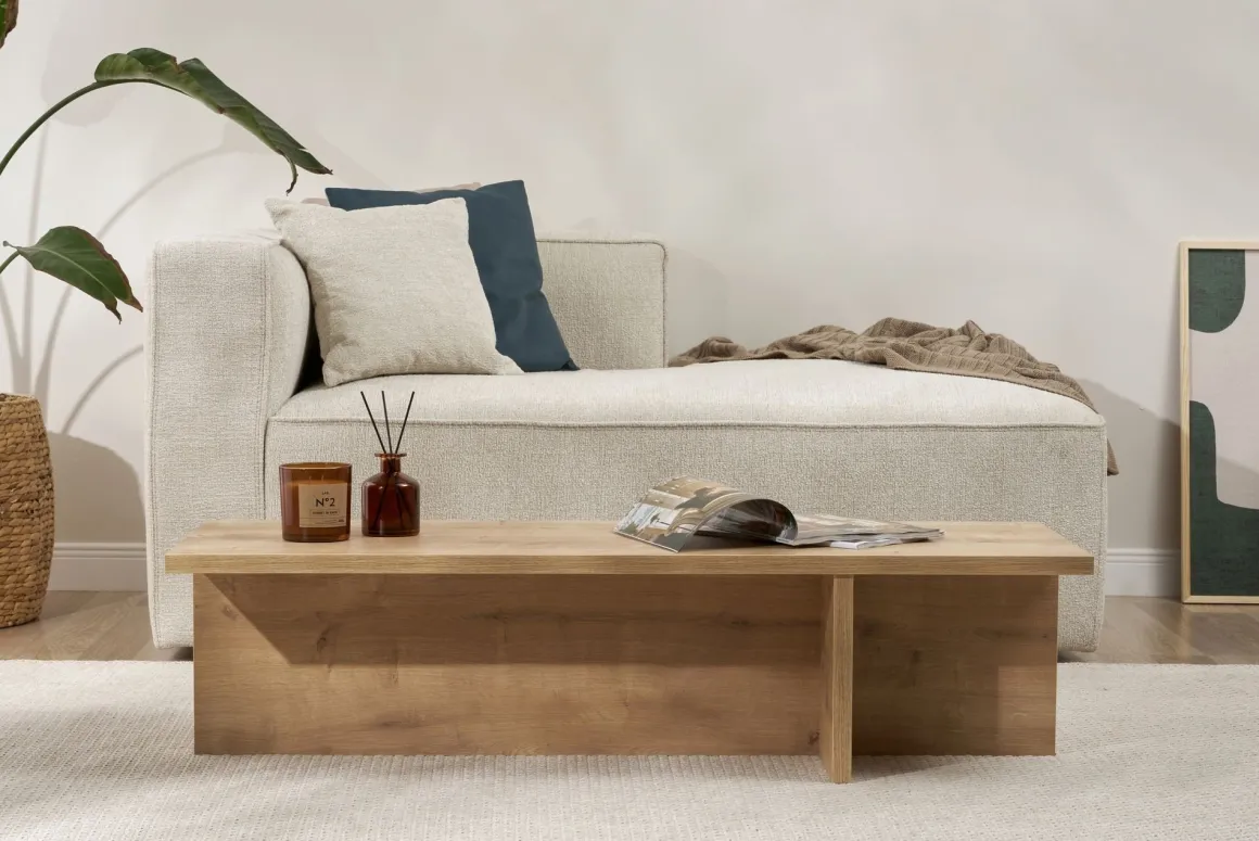 Tavolino da Salotto Marrone Rovere Forma Rettangolare Materiale Piano in Legno Nobilitato 120x45x30h cm, Colore Ripiano Marrone - Marmorito