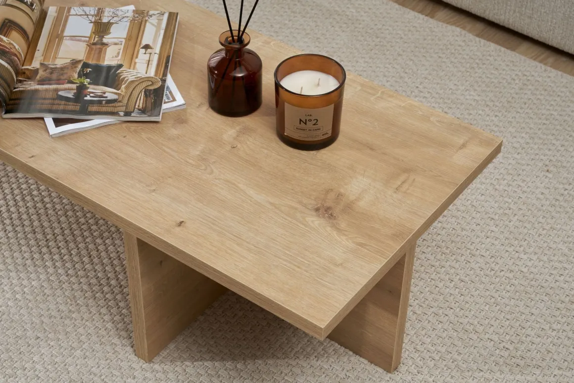 Tavolino da Salotto Marrone Rovere Forma Rettangolare Materiale Piano in Legno Nobilitato 120x45x30h cm, Colore Ripiano Marrone - Marmorito