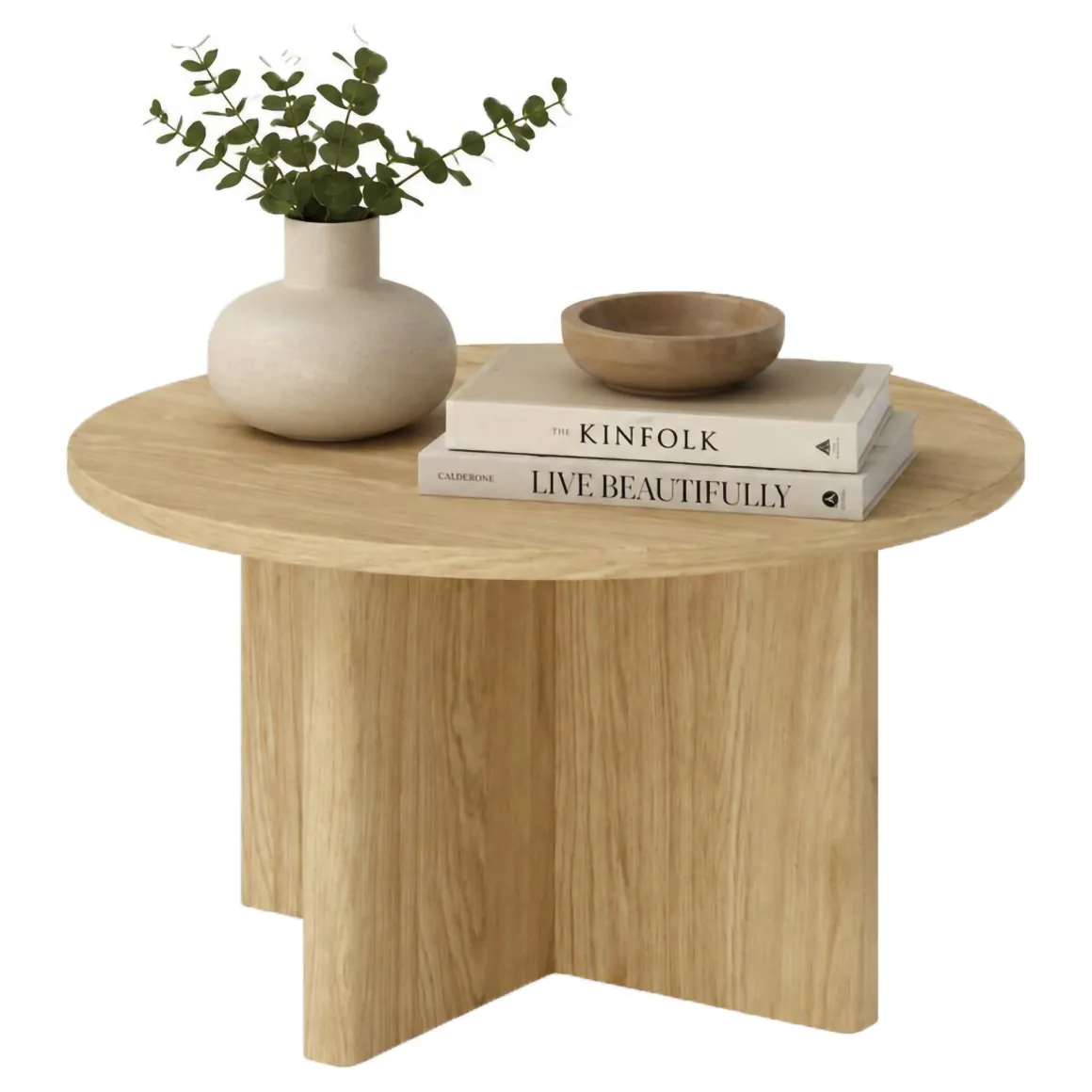 Tavolini Da Salotto > Dmora Tavolino da Salotto Forma Rotondo Colore Ripiano Trasparente 75x75x35h cm, Sfumatura Colore Struttura Rovere - Cugnoli Marrone Rovere