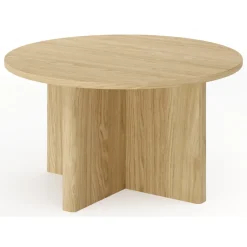 Tavolini Da Salotto > Dmora Tavolino da Salotto Forma Rotondo Colore Ripiano Trasparente 75x75x35h cm, Sfumatura Colore Struttura Rovere - Cugnoli Marrone Rovere