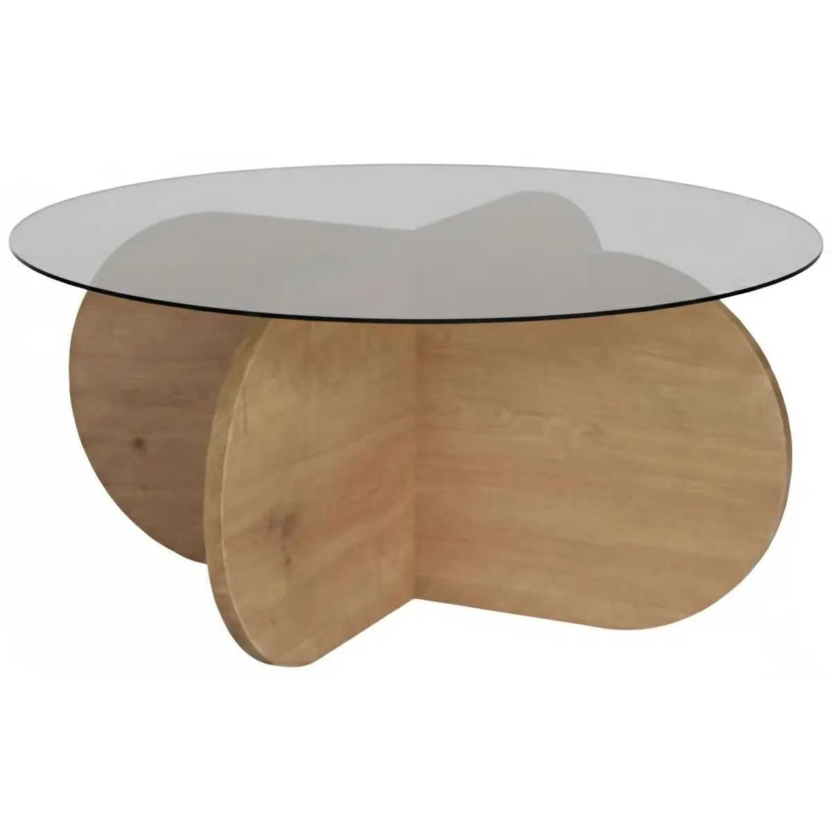 Tavolini Da Salotto > Dmora Tavolino da Salotto Forma Rotondo Colore Ripiano Trasparente 75x75x35h cm, Sfumatura Colore Struttura Rovere - Cugnoli Marrone Rovere