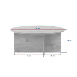 Tavolini Da Salotto > Dmora Tavolino da Salotto Forma Rotondo Materiale Piano in Vetro 75x75x35h cm, Colore Ripiano Trasparente - Cugnoli Marrone Rovere