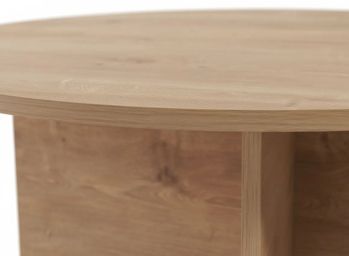 Tavolini Da Salotto > Dmora Tavolino da Salotto Forma Rotondo Materiale Piano in Vetro 75x75x35h cm, Colore Ripiano Trasparente - Cugnoli Marrone Rovere