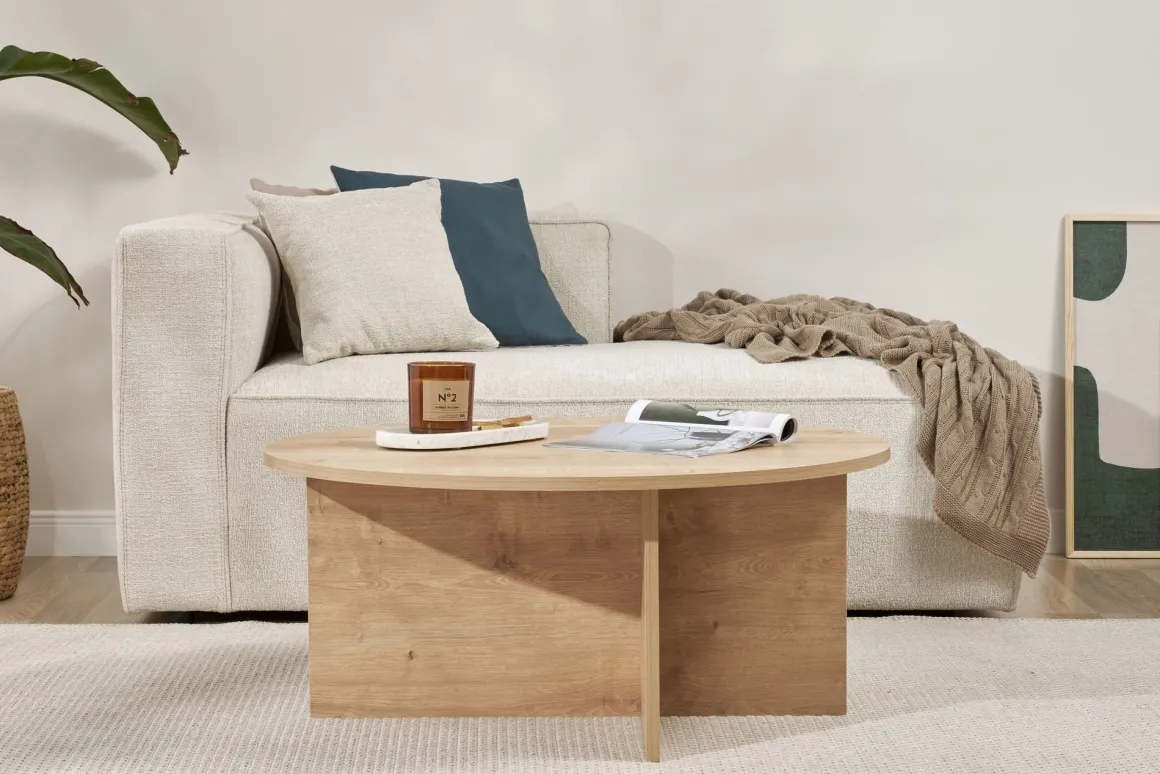 Tavolini Da Salotto > Dmora Tavolino da Salotto Forma Rotondo Materiale Piano in Vetro 75x75x35h cm, Colore Ripiano Trasparente - Cugnoli Marrone Rovere