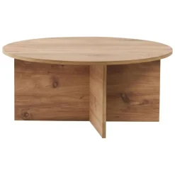 Tavolini Da Salotto > Dmora Tavolino da Salotto Forma Rotondo Materiale Piano in Vetro 75x75x35h cm, Colore Ripiano Trasparente - Cugnoli Marrone Rovere