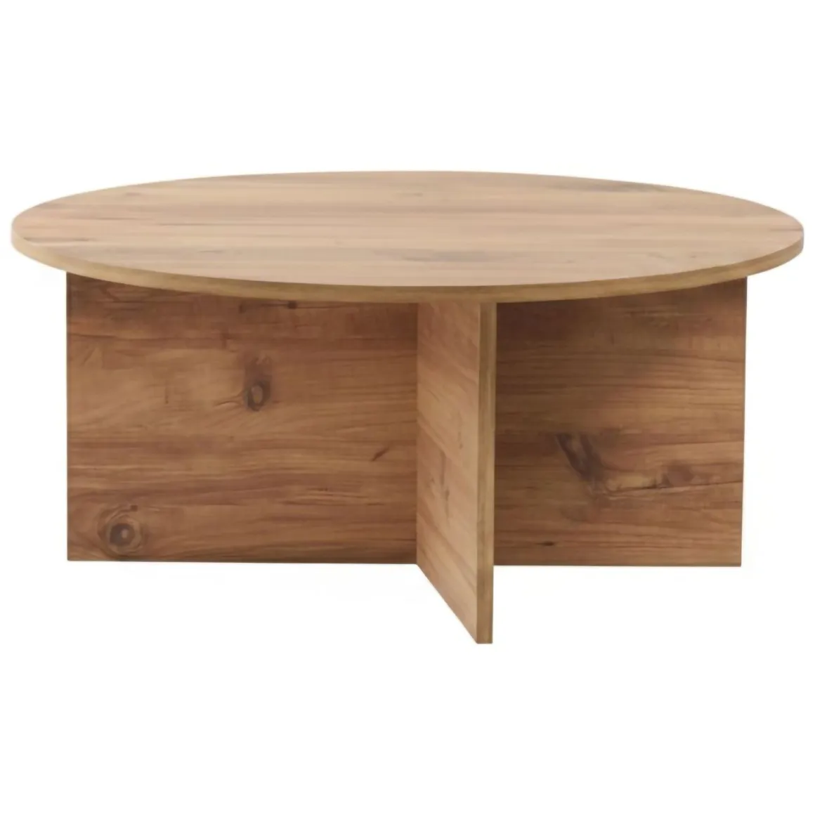 Tavolini Da Salotto > Dmora Tavolino da Salotto Forma Rotondo Materiale Piano in Vetro 75x75x35h cm, Colore Ripiano Trasparente - Cugnoli Marrone Rovere