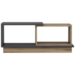 Tavolino da Salotto Marrone Rovere Nero Antracite 2 Vani Modulabile 90x45x36h cm, Forma Rettangolare - Chiavari