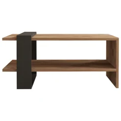 Tavolini Da Salotto > Dmora Tavolino da Salotto Marrone Rovere Nero Effetto Paglia di Vienna 3 Vani 60x26x60h cm, Forma Rettangolare - Calvi Nero, Marrone Rovere