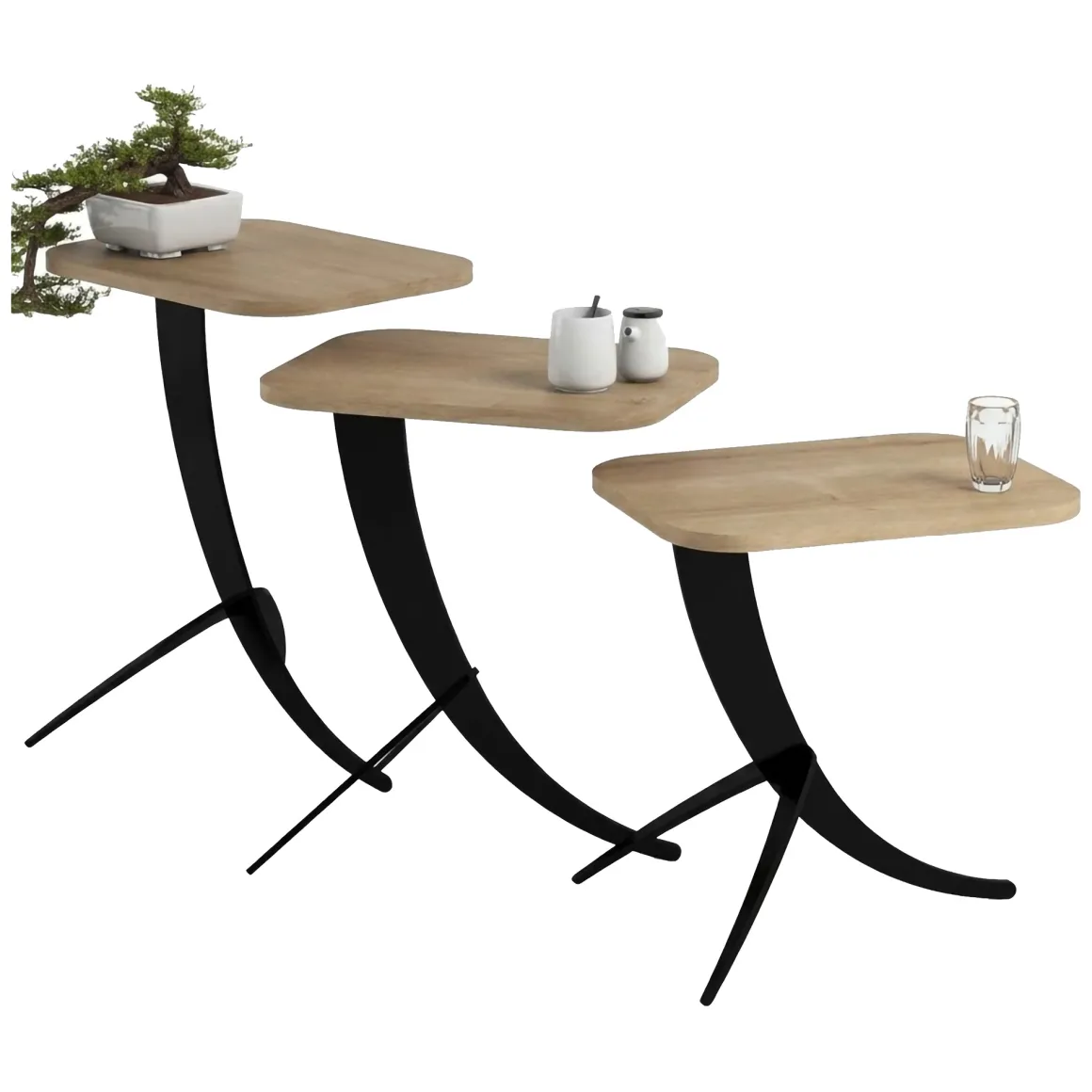 Tavolino da Salotto Marrone Rovere Nero Forma Rettangolare Materiale Piano in Legno Nobilitato 35x60x45h cm, Sfumatura Colore Struttura Rovere