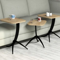 Tavolino da Salotto Marrone Rovere Nero Forma Rettangolare Materiale Piano in Legno Nobilitato 35x60x45h cm, Sfumatura Colore Struttura Rovere