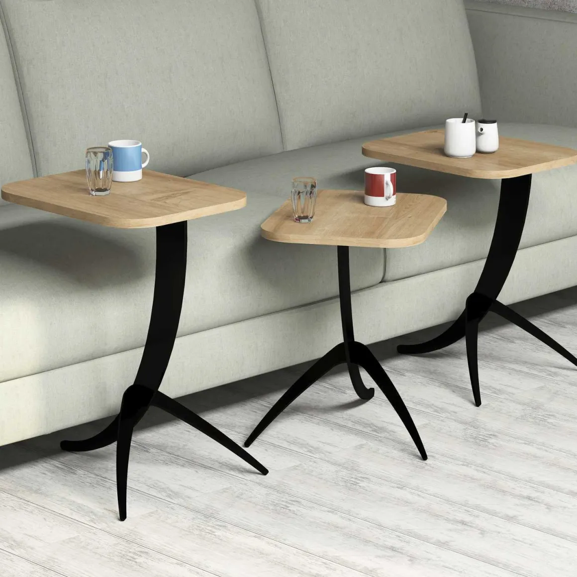 Tavolino da Salotto Marrone Rovere Nero Forma Rettangolare Materiale Piano in Legno Nobilitato 35x60x45h cm, Sfumatura Colore Struttura Rovere