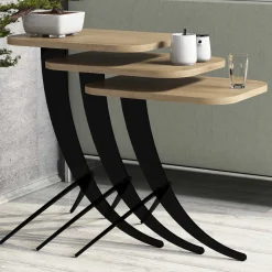Tavolino da Salotto Marrone Rovere Nero Forma Rettangolare Materiale Piano in Legno Nobilitato 35x60x45h cm, Sfumatura Colore Struttura Rovere
