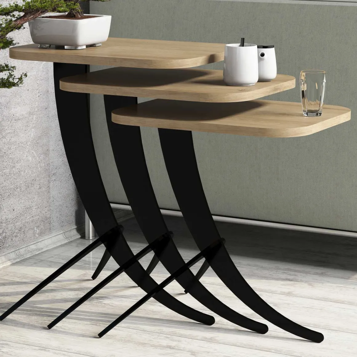 Tavolino da Salotto Marrone Rovere Nero Forma Rettangolare Materiale Piano in Legno Nobilitato 35x60x45h cm, Sfumatura Colore Struttura Rovere