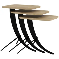 Tavolino da Salotto Marrone Rovere Nero Forma Rettangolare Materiale Piano in Legno Nobilitato 35x60x45h cm, Sfumatura Colore Struttura Rovere