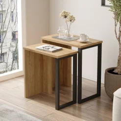 Tavolini Da Salotto > Dmora Tavolino da Salotto Marrone Rovere Nero Modulabile un Vano 80x50x32h cm, Forma Rettangolare - Paspardo Nero, Marrone Rovere